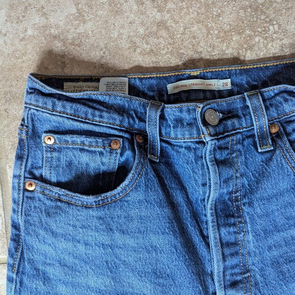 Levis Ribcage Straight Ankle Jeans Size 28 Blue - Picture 6 of 12